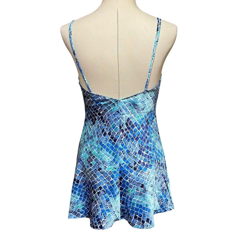 Victoria's Secret Vintage 90s Blue Green Pattern Lace Night Gown XS